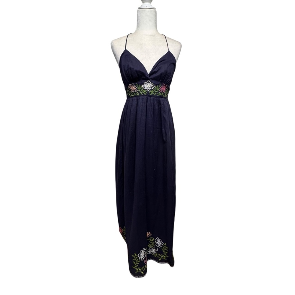 MM Couture by miss me navy embroidered whimsygoth maxi halter embellished medium